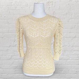 european knit puff sleeve knit top